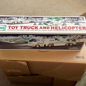 Hess toy truck and helicopter